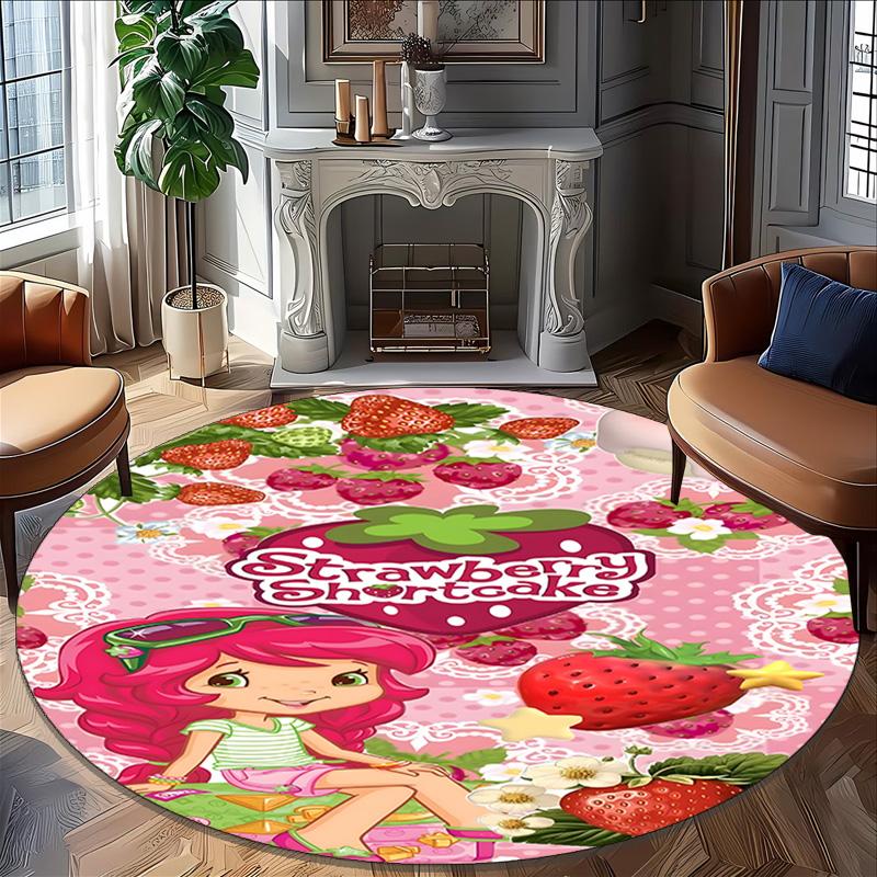 1pc Princess Strawberry9 Carpet, Round Rug, Comfortable, Suitable for Entryways, Living Rooms, Office, And Bedrooms, Christmas Decoration