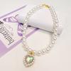 Decorative Pet Pearl Necklace Artificial Pearls/Metal Pet Bling Princess Collar  Wedding