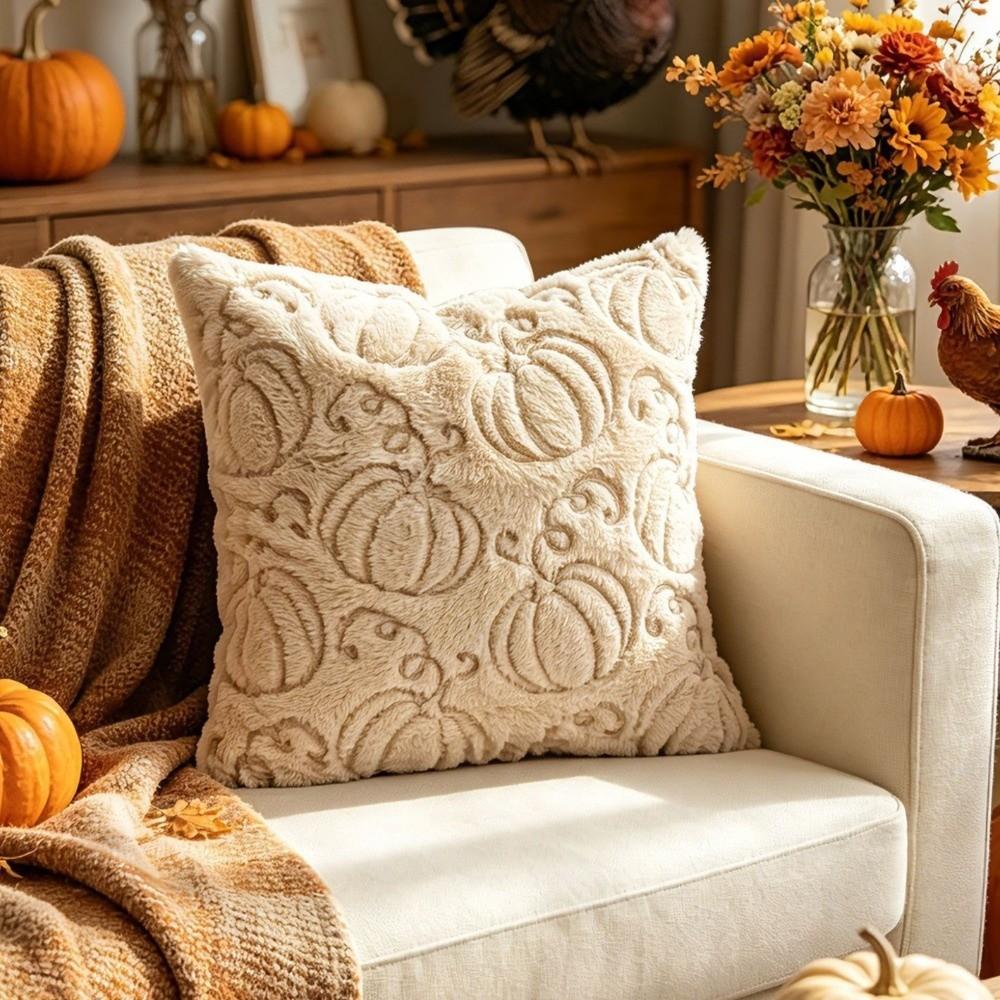 Pumpkin Pattern Cushion Covers Embroidered Decorative Pillowslip Pillowcases Office Decoration