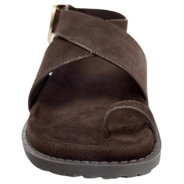 Zara Модные сандалии с ремешками с открытым носком Женские сандалии Коричневые 3608610700