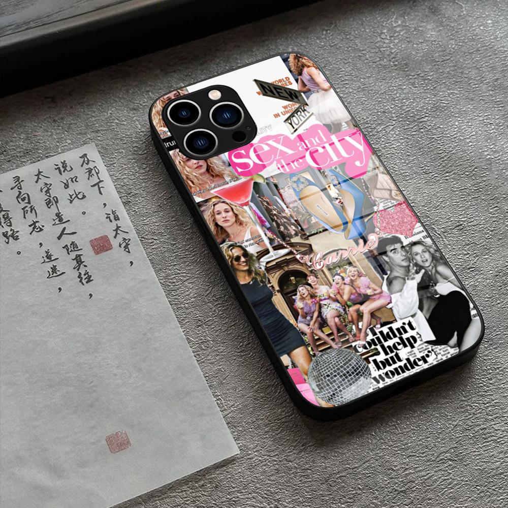 Tv Sex And The City Phone Case Glass For iPhone 17 16 Promax 15 13 Pro 14 Plus 17 Pro 12 mini Galaxy S25 24 23 Black Covers