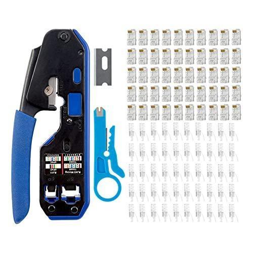 Набор инструментов для обжима RJ45, CAT5 CAT5e CAT6 Ethernet Crimper Модульный инструмент для зачистки кабеля передачи данных для стандартных разъемов RJ11/RJ12 и RJ45