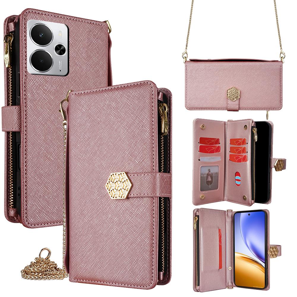 For Realme 14 5G Case Cross Texture PU Leather+TPU Wallet Phone Cover with Strap