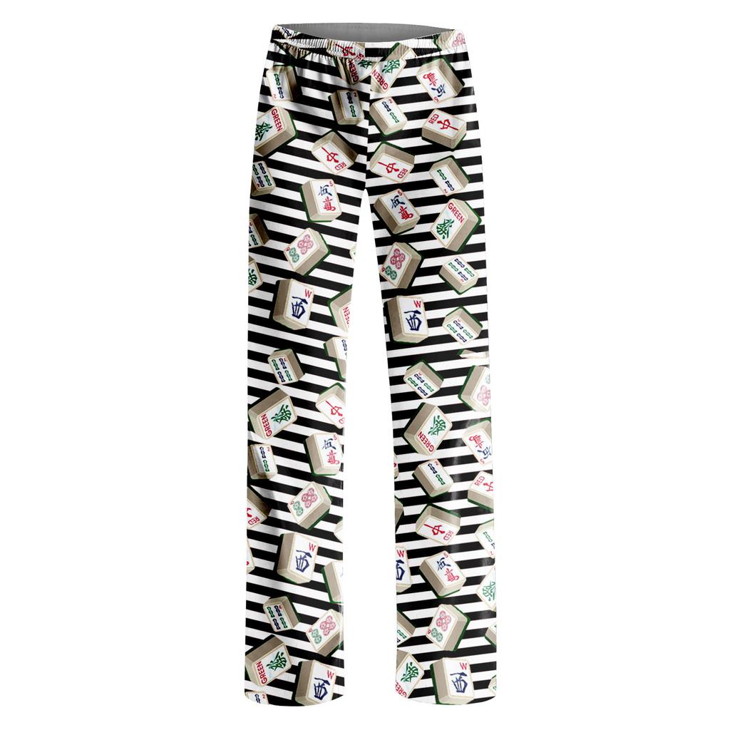 Adult Pajama Pants Sleepwear Casual Drawstring Elastic Waist Pants Comfortable Straight Yoga Loose Trousers
