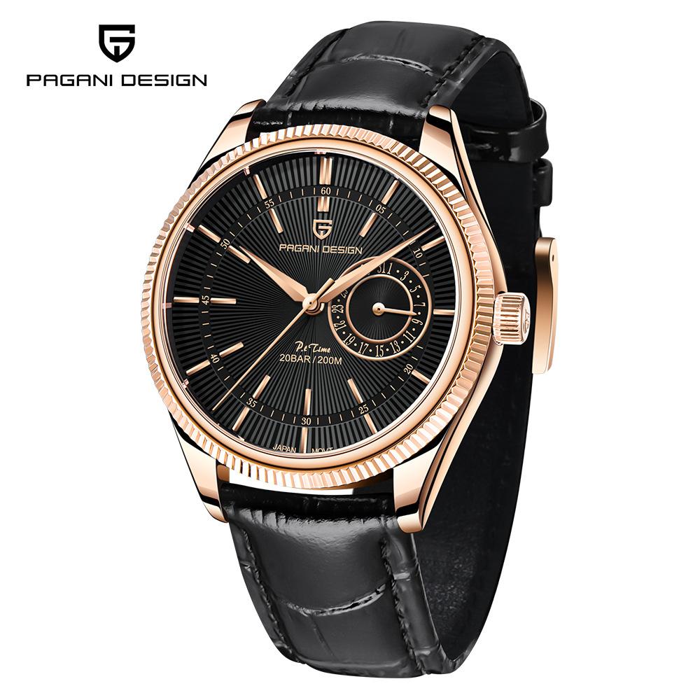 New PAGANI DESIGN Luxury Quartz Watch for Men Mechanical Travel Time Wristwatch Men's Leather 20 Bar Waterproof Japan VH65
