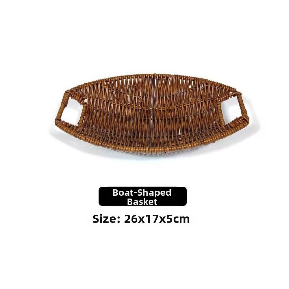 Plastic Imitation Rattan Wicker 3 Sizes Fork Spoon Basket Restaurant Serving Tabletop Display