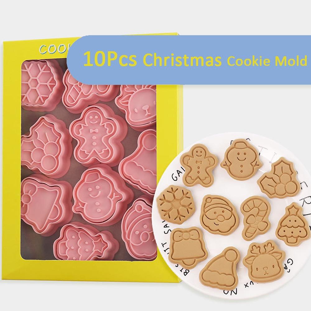 Рождественский набор формочек для печенья, 8 шт., круглый рождественский елочный пряничный человечек, олень, снежинка, помадка, штамп, принадлежности для рождественской вечеринки