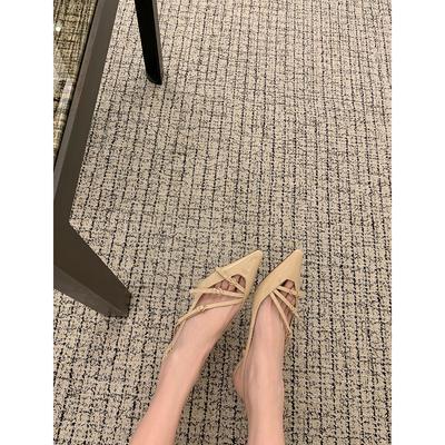 Версия из овчины вашей сумки miu с острым носком, задние сандалии на высоком каблуке с пустой пяткой, женская обувь для работы и ужина