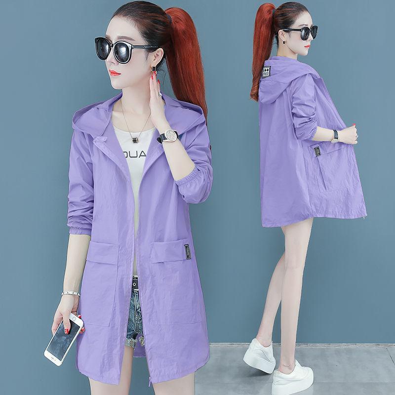 Солнцезащитная одежда женская тонкая средней длины большого размера свободная дышащая анти-ультрафиолетовая солнцезащитная куртка