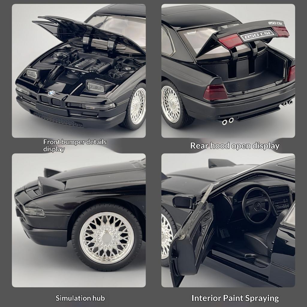 1:24 BMW 850CSi Alloy Die-cast Car Imitating Real Car Model Collection Ornaments Children's Toy Car Boy Birthday Holiday Gift
