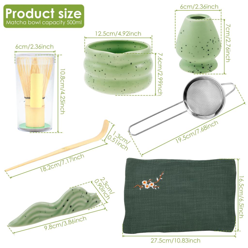 7Pcs Japanese Matcha Tea Set Safe Bamboo Whisk Teaspoon Tea Bowl Indoor Tea Making Tools Accessories Ceramic Matcha Gift Box
