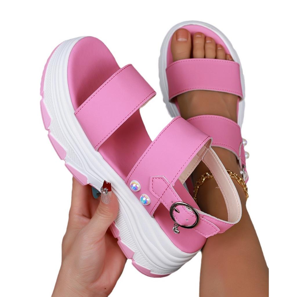 Женские модные босоножки на платформе, повседневные летние туфли с открытым носком, удобные босоножки с пряжками на ремешках