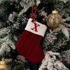 Haobei Red Knitted Christmas Stocking Ornament with Embroidered Lettering