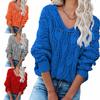 Winter Autumn V Pullovers Neck Sweaters Hollow Out Plus Size 4 Wool Colors Female Loose Knitted Jumper