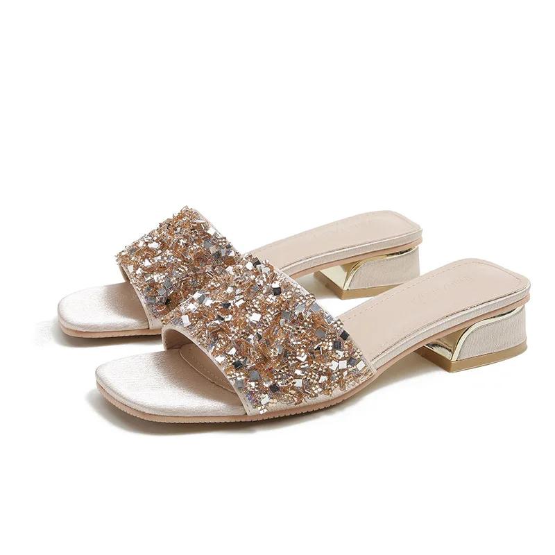 Модные классические модные универсальные женские тапочки летняя верхняя одежда тренд 2024 года новые повседневные высококачественные тапочки Water Diamond One line