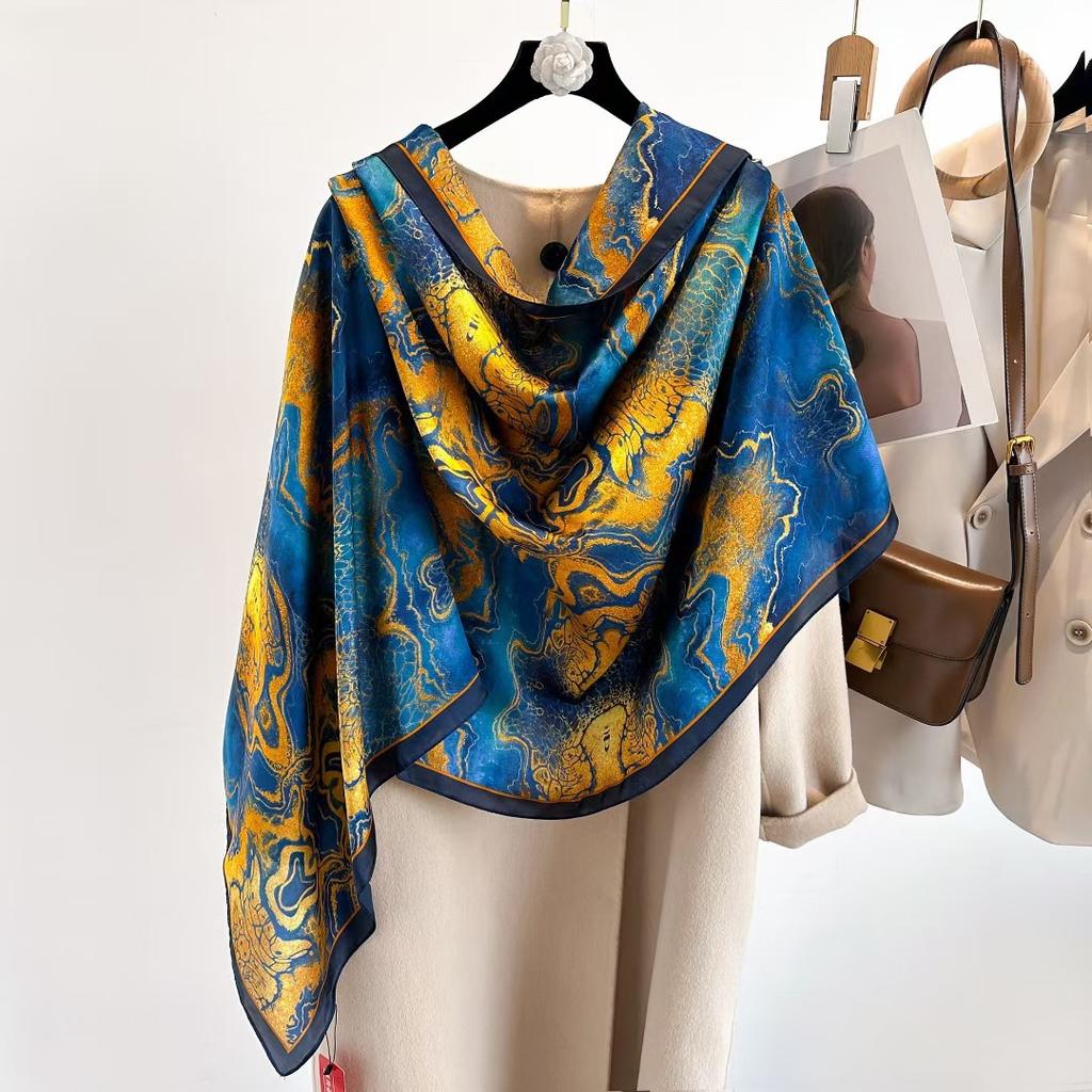 Hangzhou Silk Silk Scarf Autumn and Winter Shawl Two-purpose Thin Style Versatile Fashion New High-end High-end Exterior Matching
