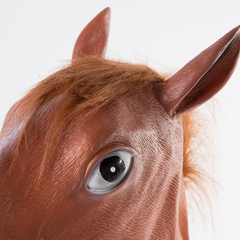 Funny Horse Head Mask Brown Horse Masks for Men Women Simulation Latex Animal Mask Halloween Cosplay Costumes Headgear