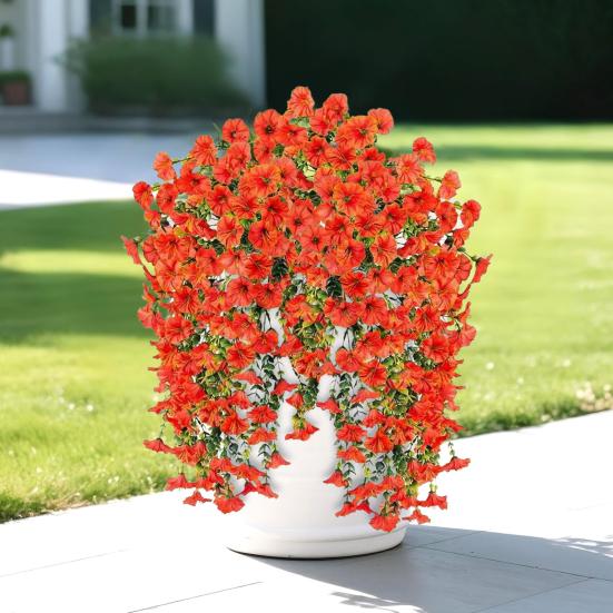 1/2Pcs Hanging Artificial Morning Glory UV Resistant Fake Flower Wedding Party Indoor Outdoor Garden Wall Hanging Faux Flower Decoration