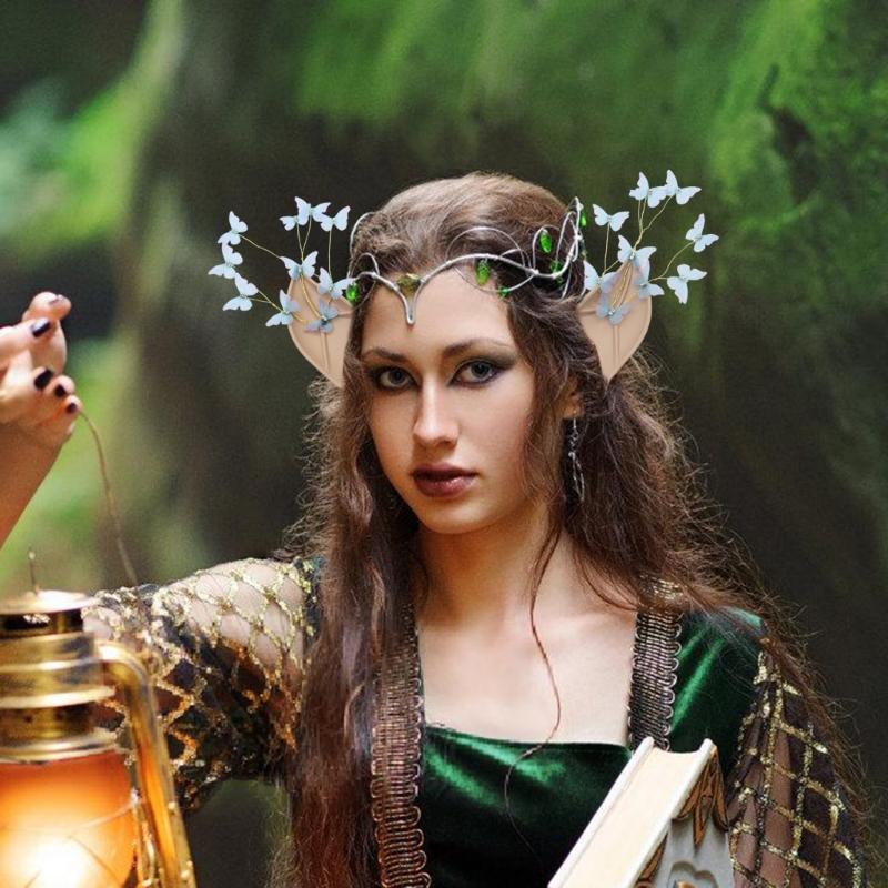 Эльфийские уши Уши фей Уши эльфов с бабочкой Инопланетные уши Заостренные уши для вечеринки Косплей Уши