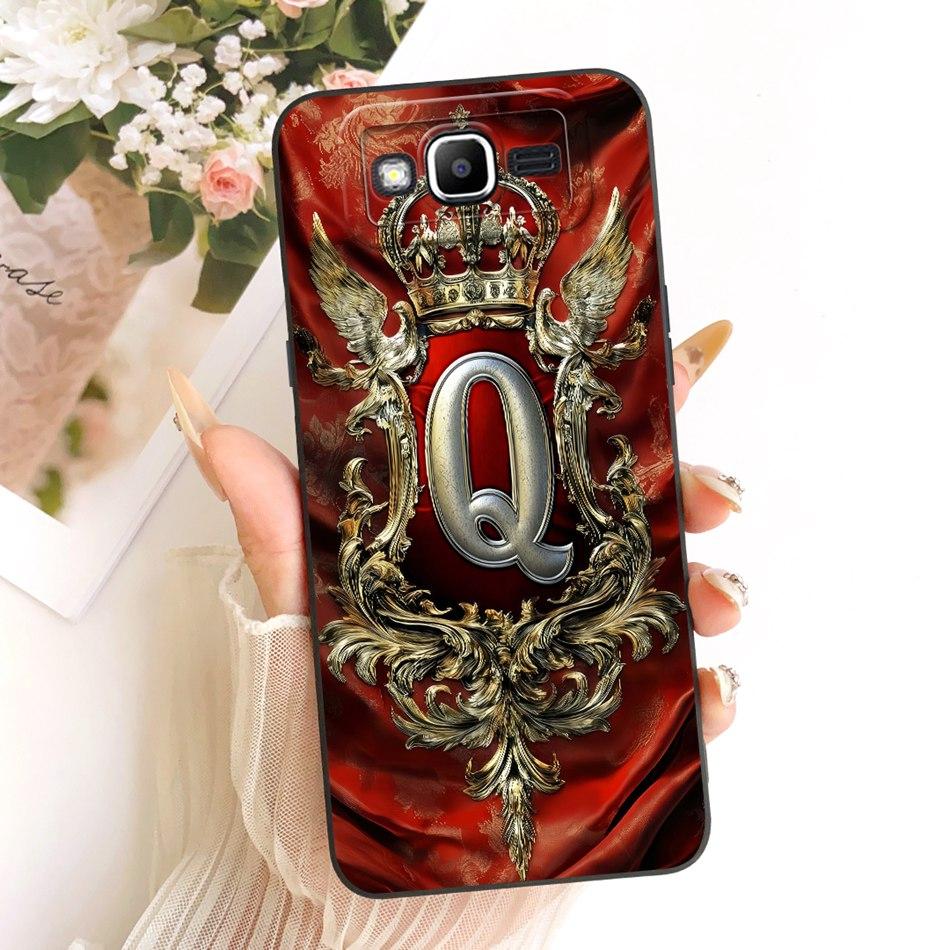 For Samsung Galaxy J2 Prime Grand Prime G530 G531F G532G Feather Crown Initial Letter Phone Case Soft Silicone Covers Bumpers
