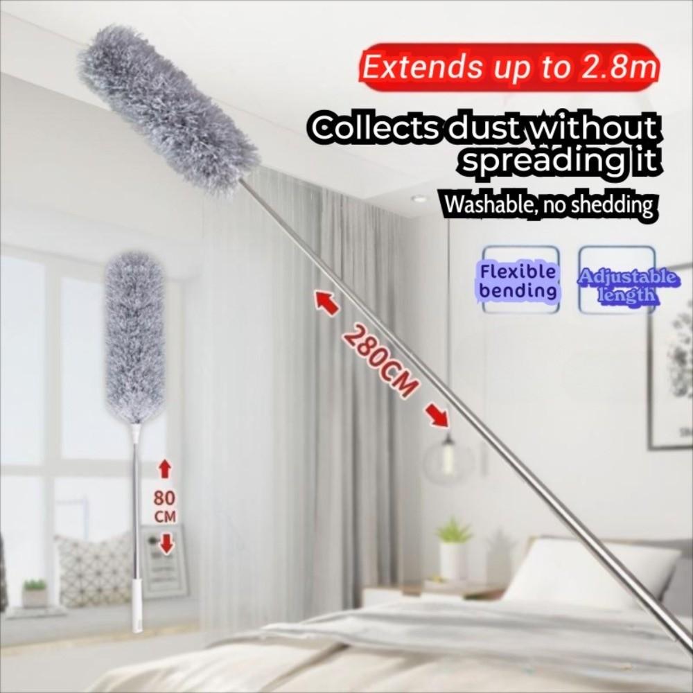 Telescopic Design Chicken Feather Duster Stainless Steel Handle Microfiber Duster  Household Use