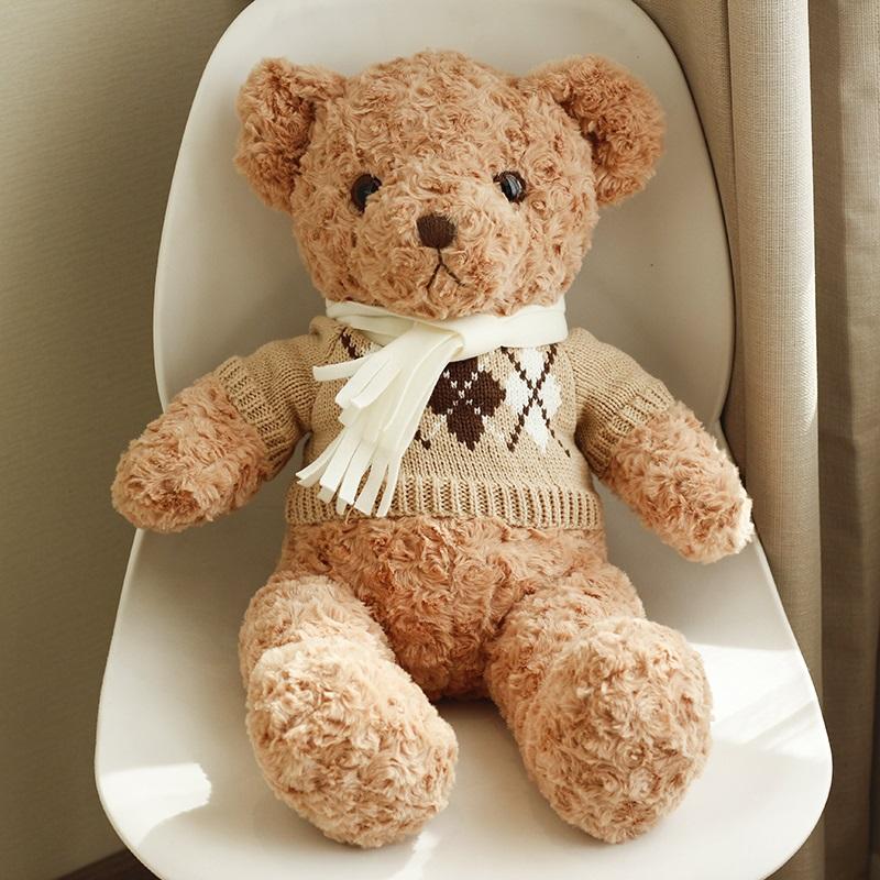 Подушка для куклы, коричневая, из полипропилена, хлопка, мягкая и удобная, плюшевая игрушка, свитер в форме медведя, успокаивающий подарок для девочки, унисекс, украшение для дома и спальни