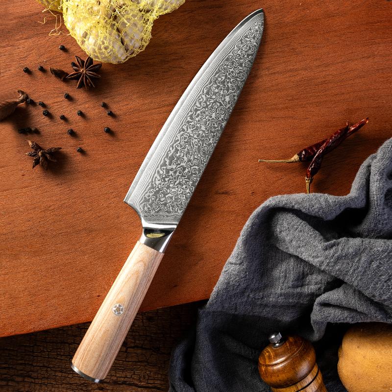 7.7 Inch Chef Knife 67-layers Damascus VG10 Steel Blade Cleaver Slicing Meat Vegetables Japanese Kitchen Knives Wood Handle