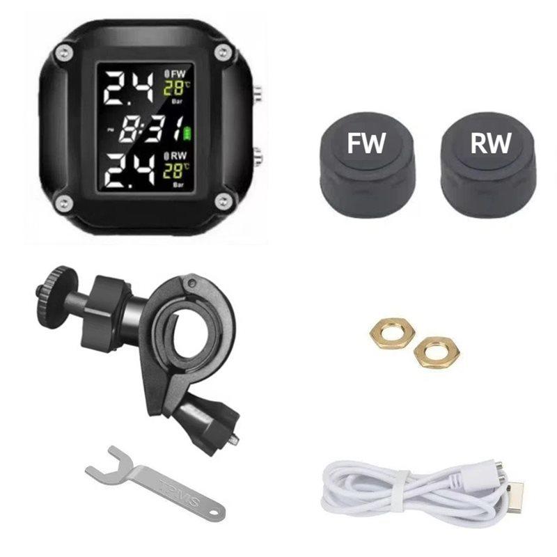 Motorcycle TPMS Tire Pressure Monitoring System External Sensors Tire Pressure Monitor Motorbike Tyre Temperature Alarm