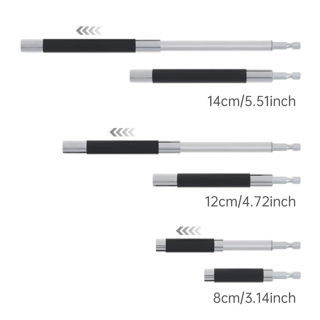 5pcs Scalable Magnetic Drill Bit Holder Extension Bar Adapter 3.1 To 5.5 Inch Heavy Duty 1/4 Inch Hex Shank Universal Fit Nuts Screwdriver Handheld