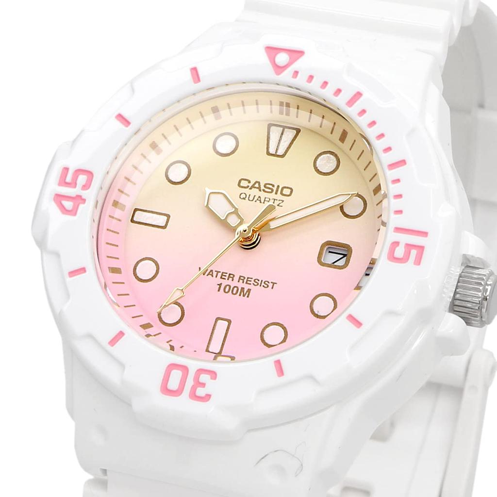 Casio Аналоговые часы LRW-200H-4E2V для женщин и детей, глянцевые белые с пастельно-розовым градиентом, модель для зарубежного рынка [параллельный импорт]