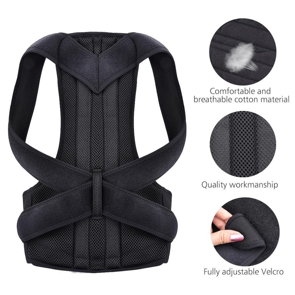 Adult Universal Back & Posture Correction Belt with Fixed Clavicle Support and Humpback Correction PU Material Single Pack