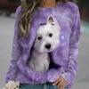 New Women's 3D T-shirt O-neck Long Sleeve Cat Puppy Fashion Animal Cute Pet Print Large Casual Street Wear Oversize Ootd
