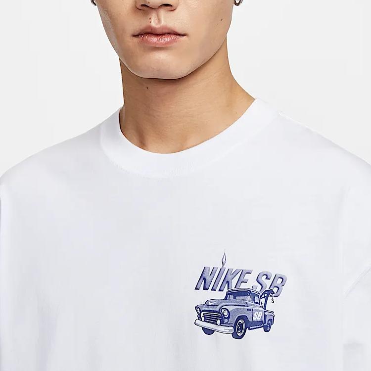 Nike Футболка Скейтборд Свободного Кроя с Логотипом SB Мужские Топы Белый HJ0821100