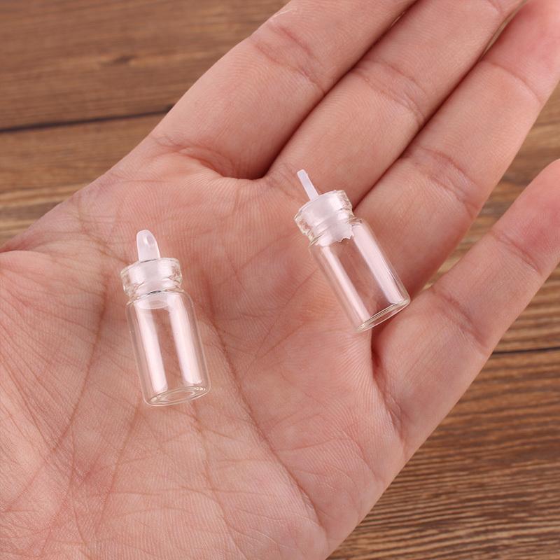 100pcs 11*22*6.5mm 1ml Mini Glass Wishing Bottles Tiny Jars Vials With Plastic Stopper