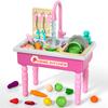 Play Kitchen Sink Toy with Running Water, Dishwasher and Upgraded Automatic Water Cycle System