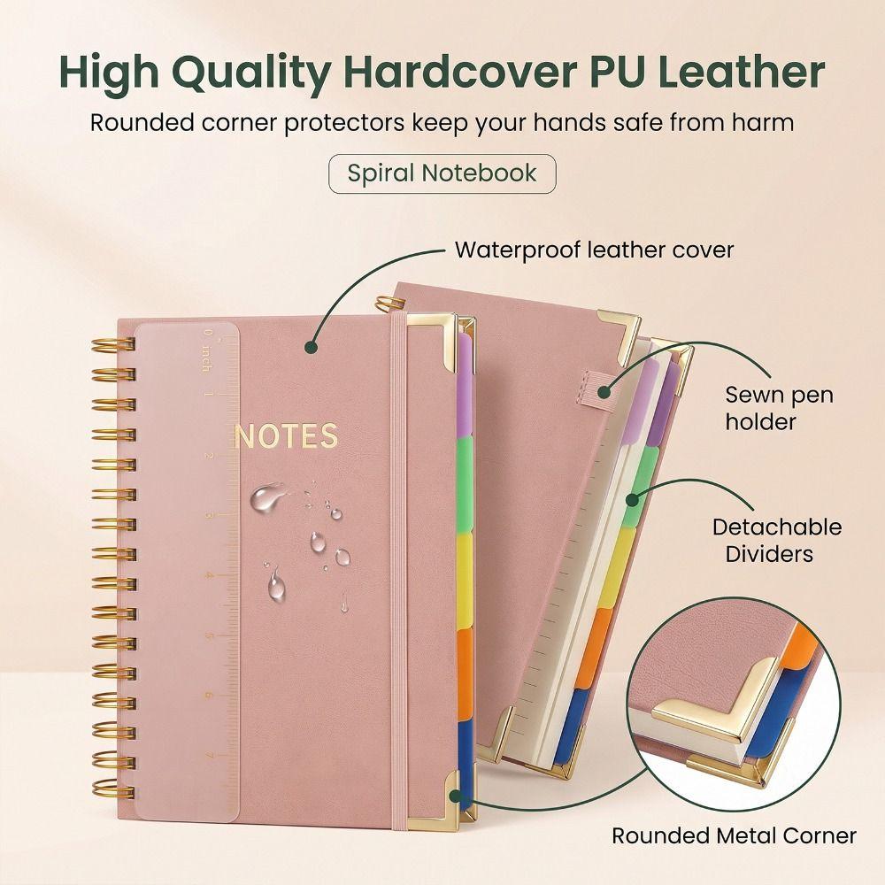 with Tabs Journal Notebook A5 Notebook College Ruled New Hardcover Spiral Notebook Work School