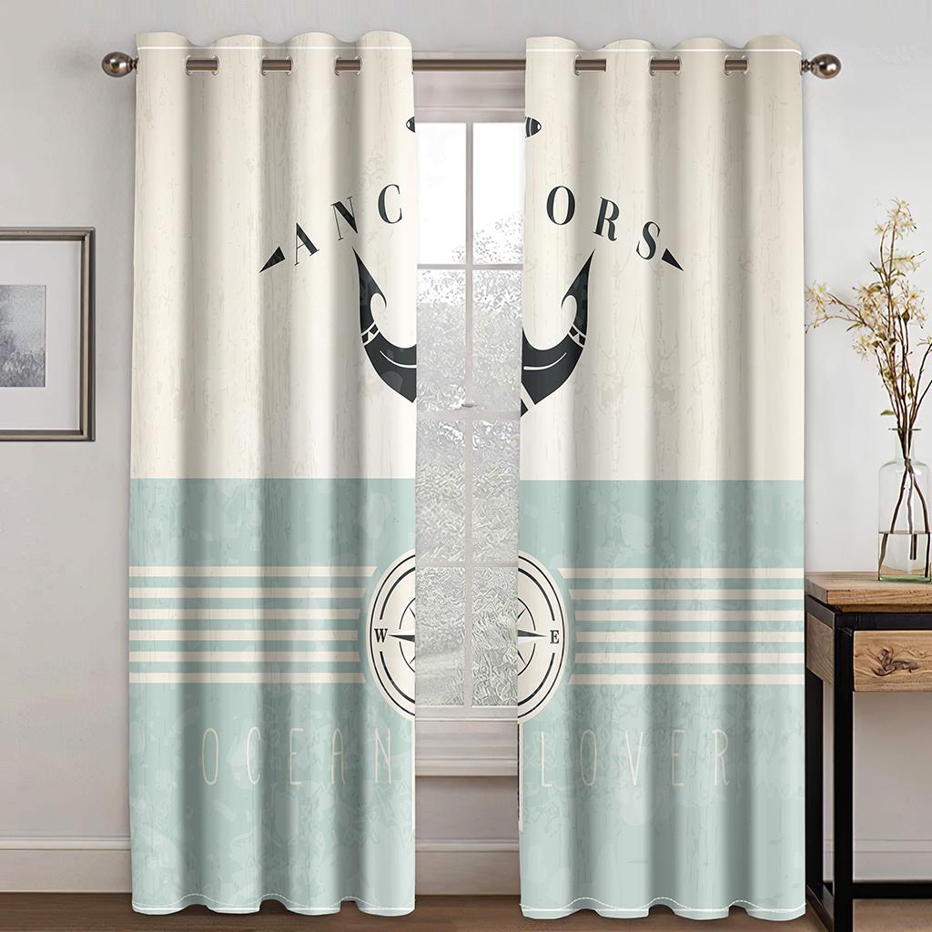 Дешевые Синий Средиземноморский Парусный Якорь Парусник Винтаж OceanWindow Шторы для Гостиной Спальни Декор 2 Шт. Бесплатная Доставка