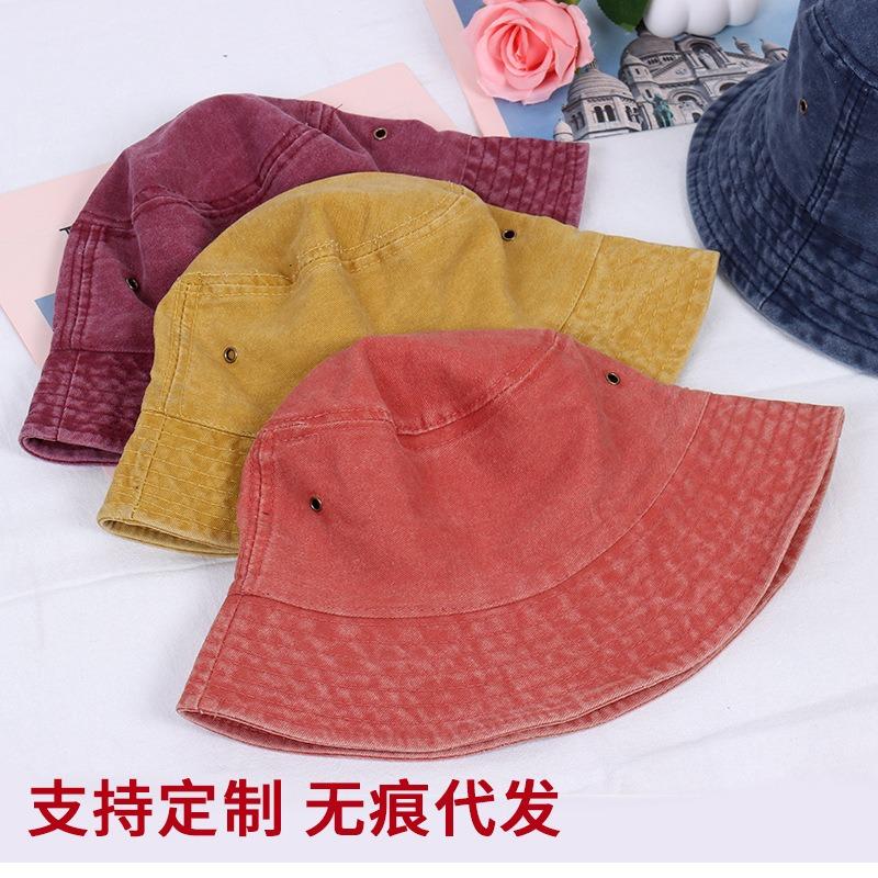 Old Washed Denim Bucket Hat Spring and Autumn Summer Basin Hat Versatile Denim Men's and Women's Retro