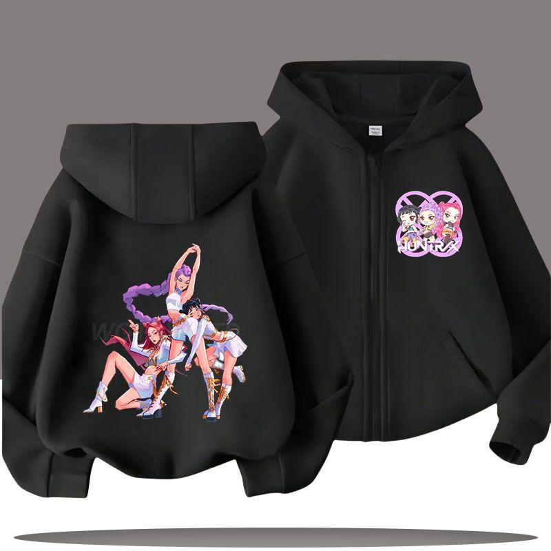 KPop Demon Hunters Zipper Hoodies for Boys and Girls, Children's Fashion Sweatshirts