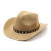 Ковбойская шляпа Мужская летняя шляпа от солнца Шляпа от солнца Защита от УФ-лучей Соломенная шляпа Летняя пляжная шляпа