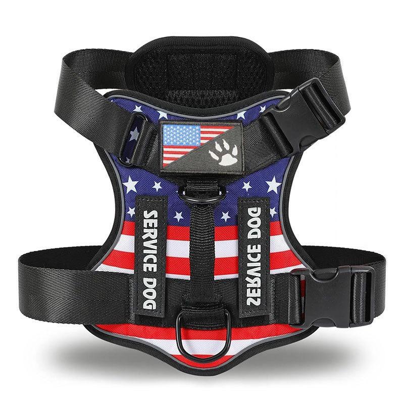 Service Dog Harness, Reflective Dog Vest Harness with 5 PCS Patches, Adjustable Soft Oxford Pet Harness, Inner Layer Mesh, Easy