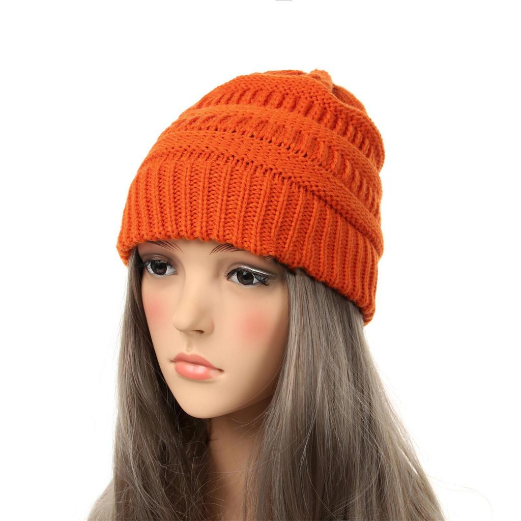 New Autumn And Winter Wool Cap European And American Women's Capped Cap Warm Knitted Cap Simple Solid-Coloured Cap