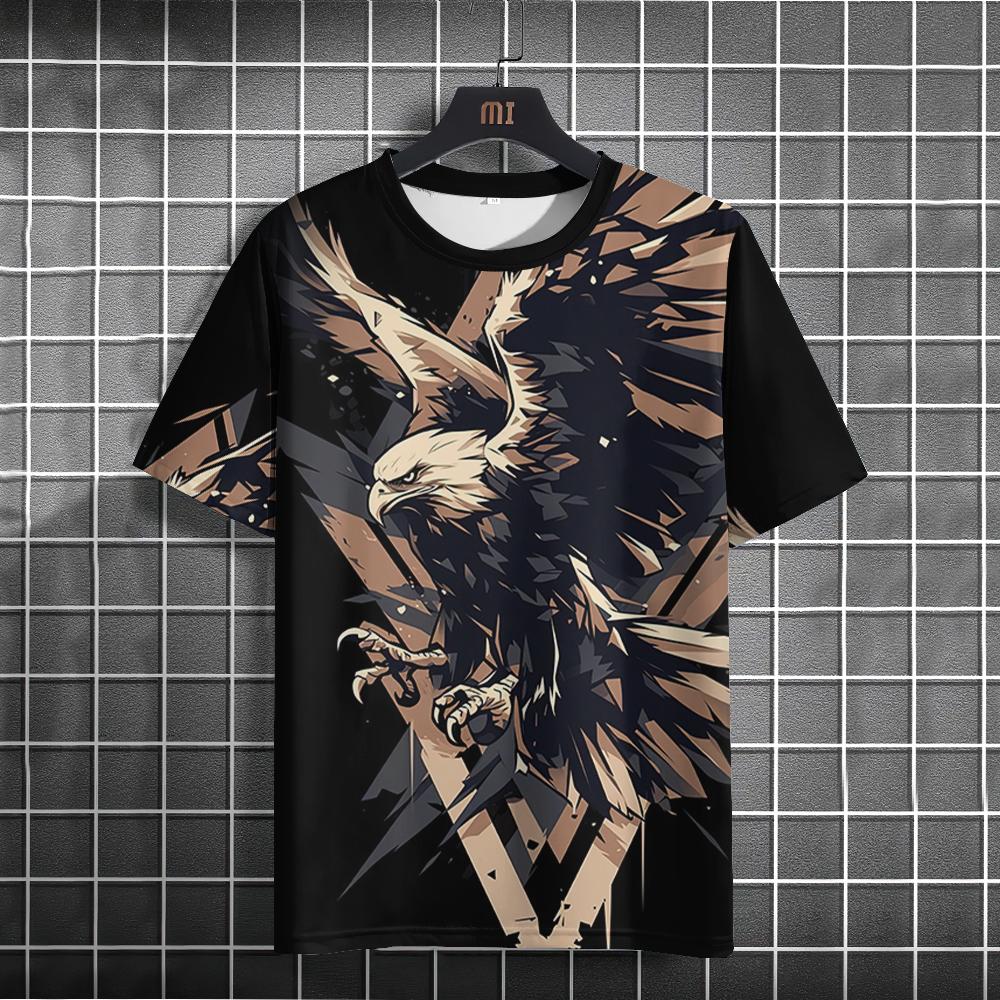 Men's T Shirt All Seasons Fashion Short Sleeve Eagle Print 3d T-shirts Street Casual Oversized Tee Shirt Men Clothing Pullover