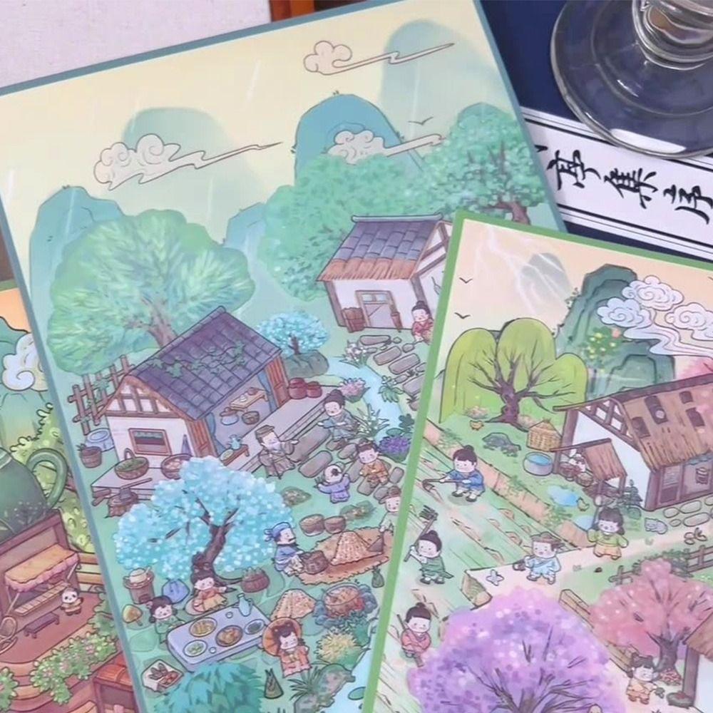 3D Стикеры с пейзажами DIY Визуальные складывающиеся стикеры Новая миниатюрная сцена 3D стикеры