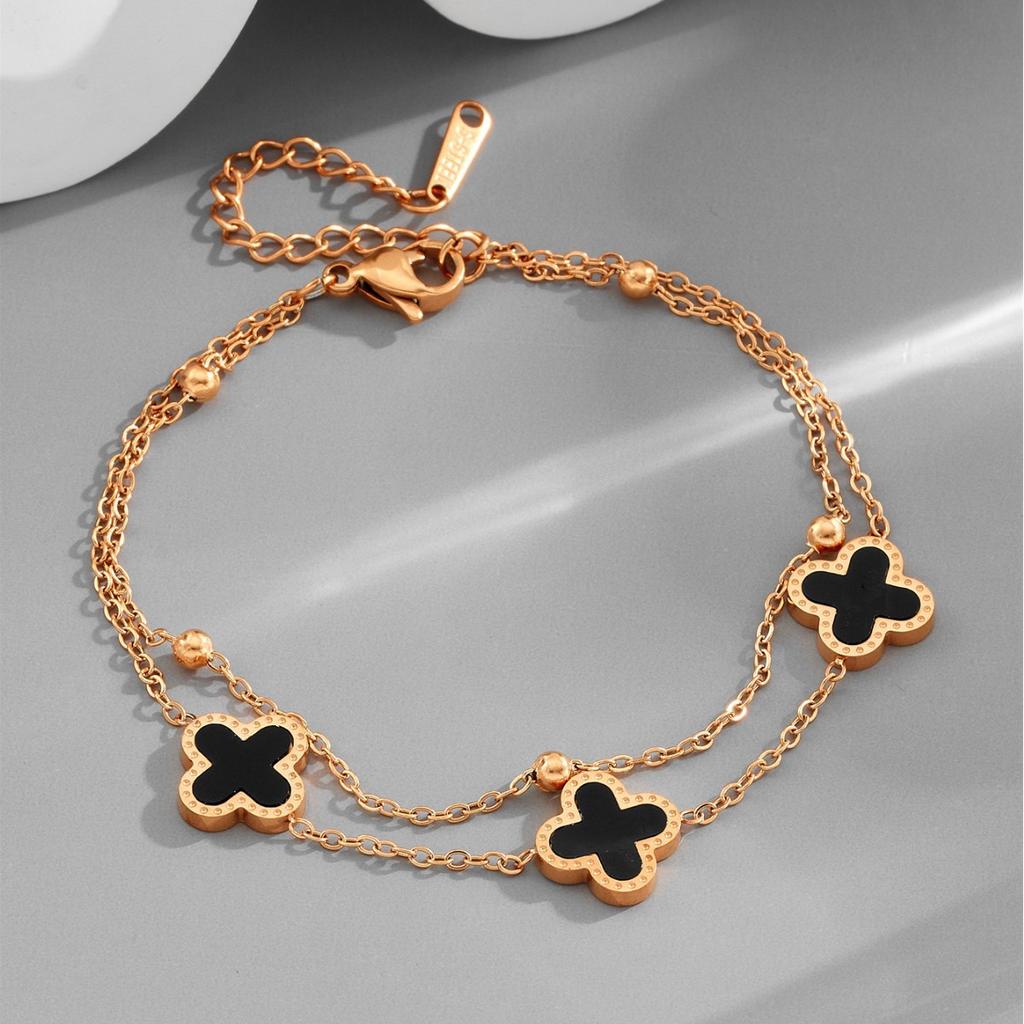 Non-fading New Titanium Steel Premium Four-Leaf Clover Bracelet