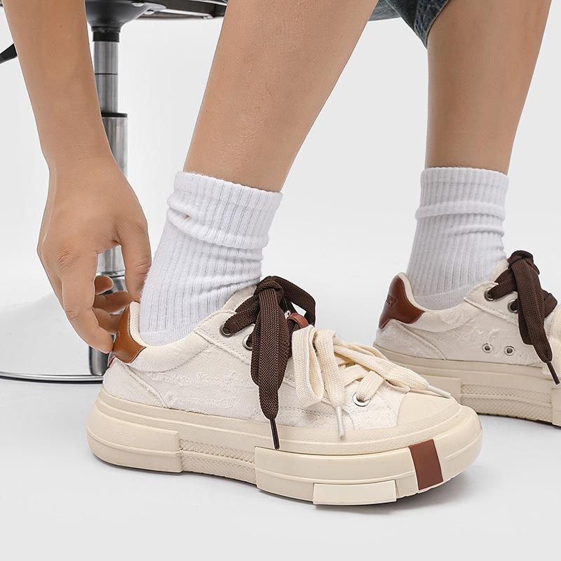 Fashion Men's Sneaker Large Size Mixed Colors Canvas Sport Unisex Shoe Height Increase Platform Round Head All Match Leisure Trainers