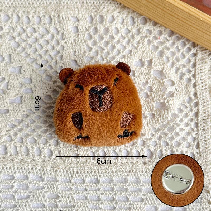 Милая капибара, плюшевая кукла, брошь, пушистая, мягкая, набивная одежда, значок, булавки, украшения для рюкзака, аксессуары