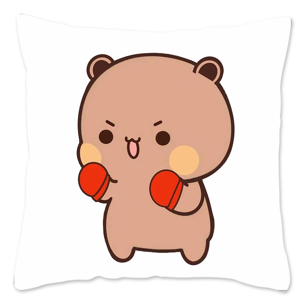 Bubu and Dudu Pillow Case Home Decoration Polyester Cushion Cover for Sofa Throw Pillow Cover Funny Cute Panda Bears Printing
