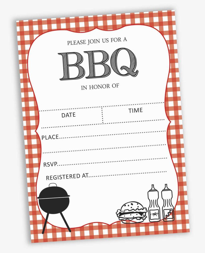 Inkdotpot Упаковка из 30 приглашений на вечеринку в честь рождения ребенка, приглашения на вечеринку с барбекю, пустые приглашения с конвертами 5 x 7 дюймов