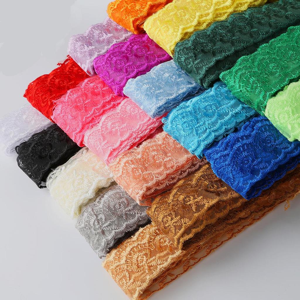 10yards/lot Multi-Color Lace Trim Fabric 40MM Embroidered Net Lace Trim For Sewing Decoration DIY Embroidered Lace Ribbon